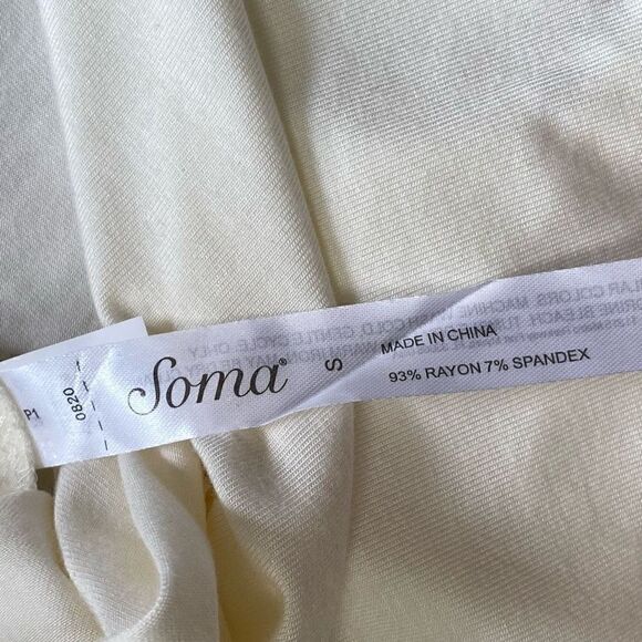 Soma cool nights short sleeve sleep shirt ivory cream small - Picture 4 of 11